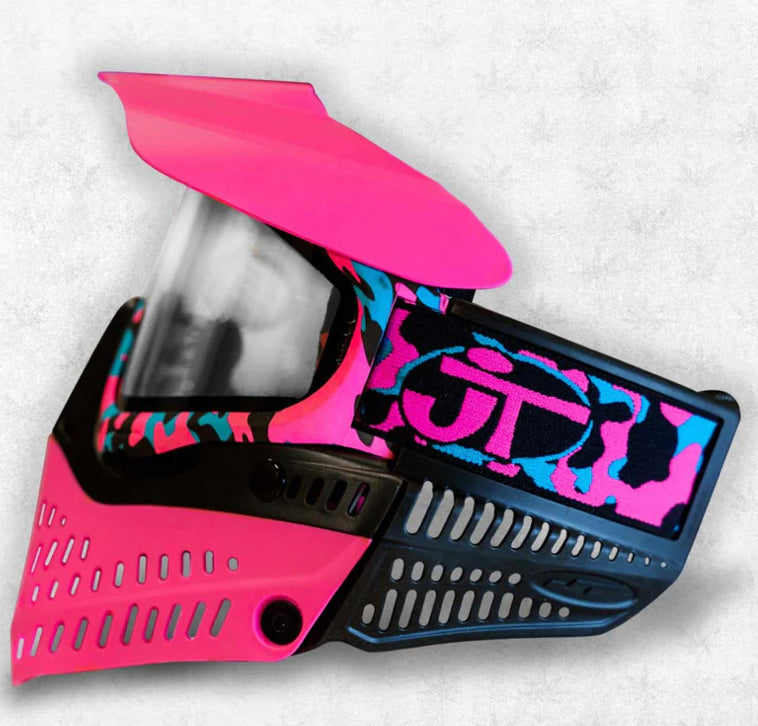 Masque De Paintball JT Proflex – Rose Fuchsia / Fond Noir – Neuf Avec Jugulaire