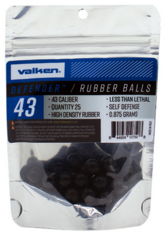 Valken Defender .43 Caliber Hard Rubber Balls - 25ct